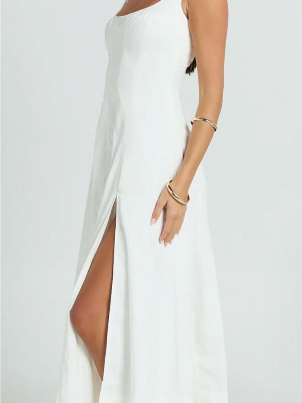Showpo White Midi Dress with Front Split - Picture 2 of 6